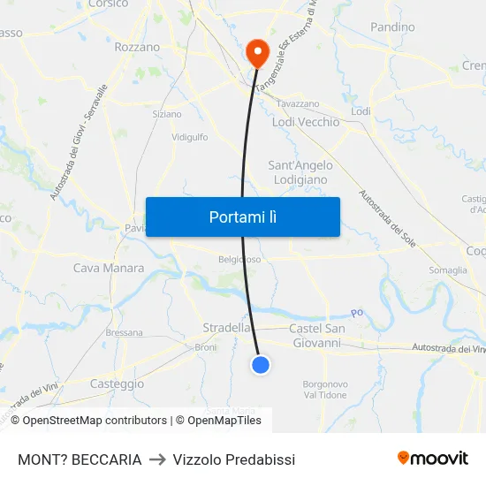 MONT? BECCARIA to Vizzolo Predabissi map