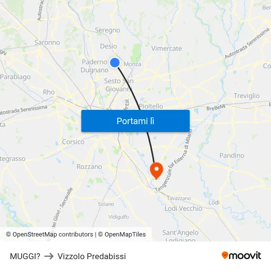 MUGGI? to Vizzolo Predabissi map
