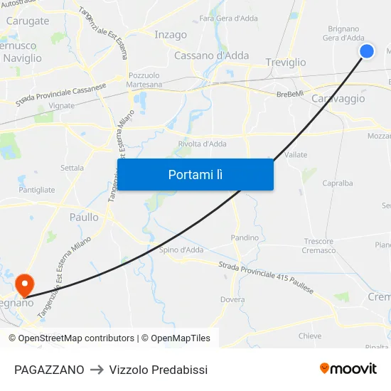 PAGAZZANO to Vizzolo Predabissi map