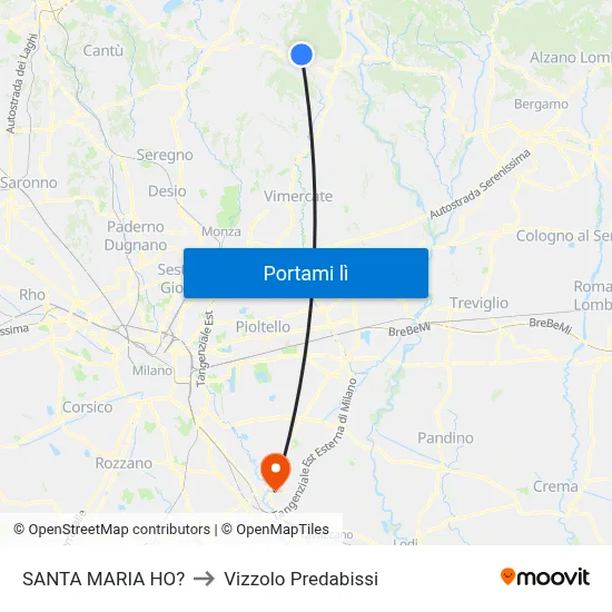 SANTA MARIA HO? to Vizzolo Predabissi map