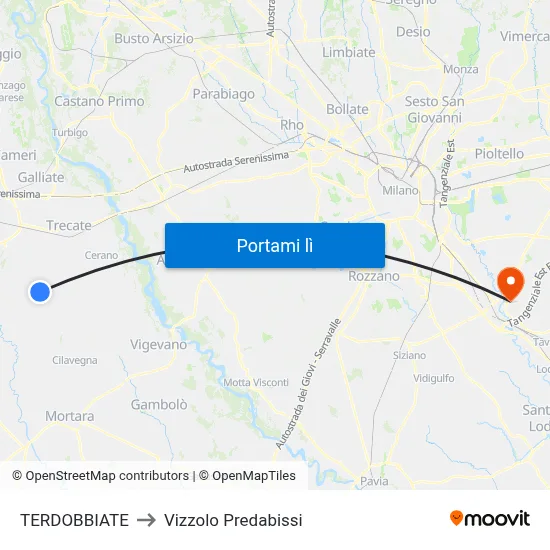 TERDOBBIATE to Vizzolo Predabissi map