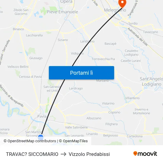 TRAVAC? SICCOMARIO to Vizzolo Predabissi map