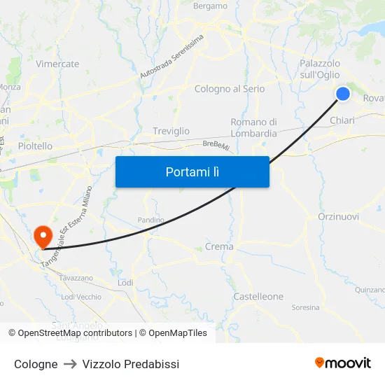Cologne to Vizzolo Predabissi map