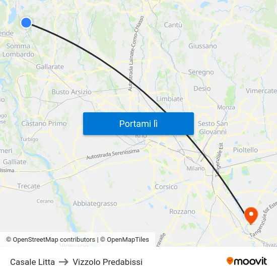 Casale Litta to Vizzolo Predabissi map
