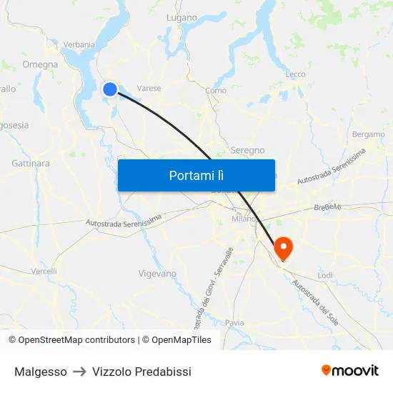Malgesso to Vizzolo Predabissi map