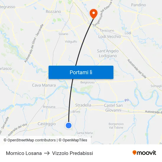 Mornico Losana to Vizzolo Predabissi map