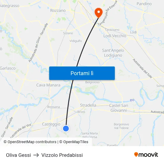 Oliva Gessi to Vizzolo Predabissi map
