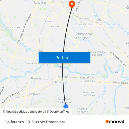 Golferenzo to Vizzolo Predabissi map