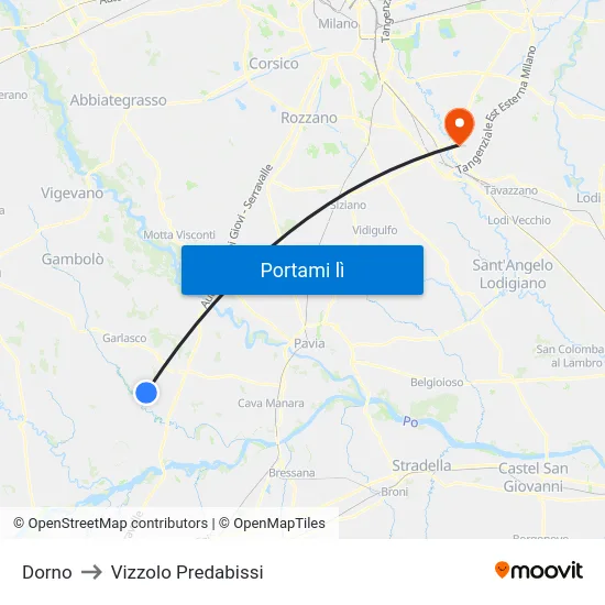 Dorno to Vizzolo Predabissi map