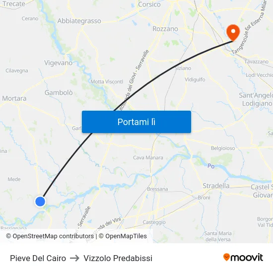 Pieve Del Cairo to Vizzolo Predabissi map