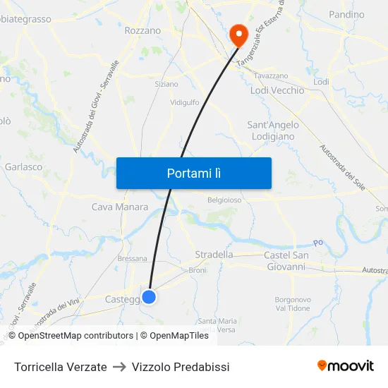 Torricella Verzate to Vizzolo Predabissi map