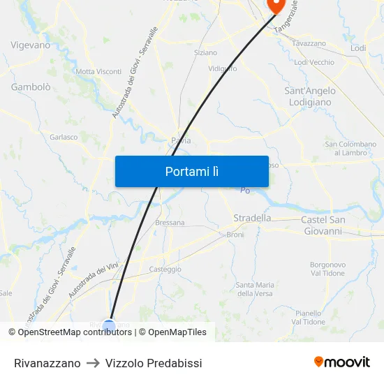 Rivanazzano to Vizzolo Predabissi map