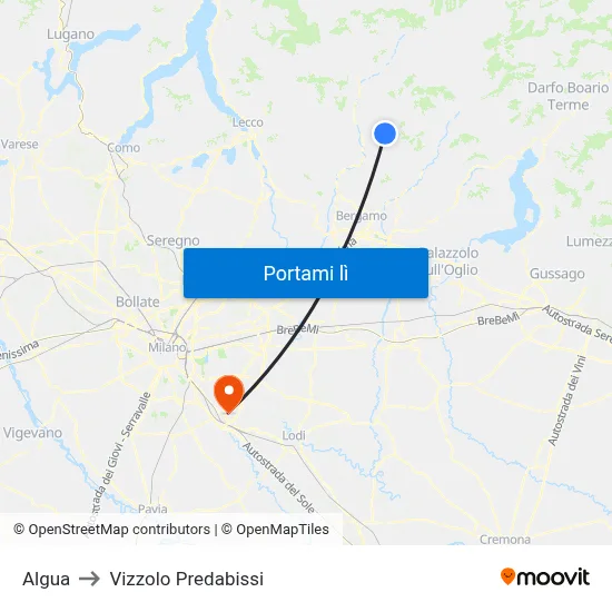 Algua to Vizzolo Predabissi map