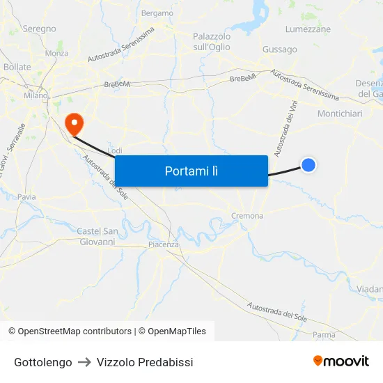 Gottolengo to Vizzolo Predabissi map