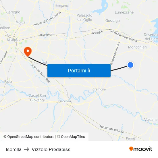 Isorella to Vizzolo Predabissi map