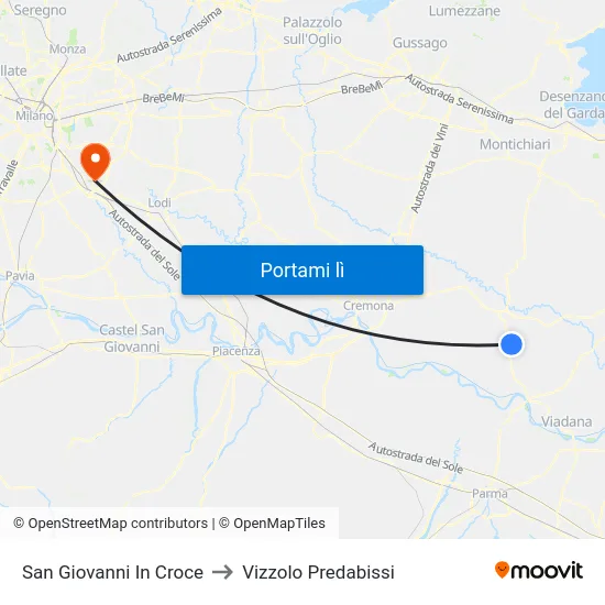 San Giovanni In Croce to Vizzolo Predabissi map