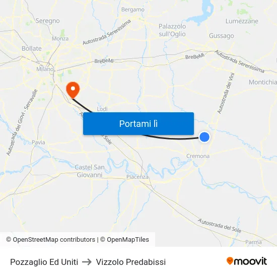 Pozzaglio Ed Uniti to Vizzolo Predabissi map