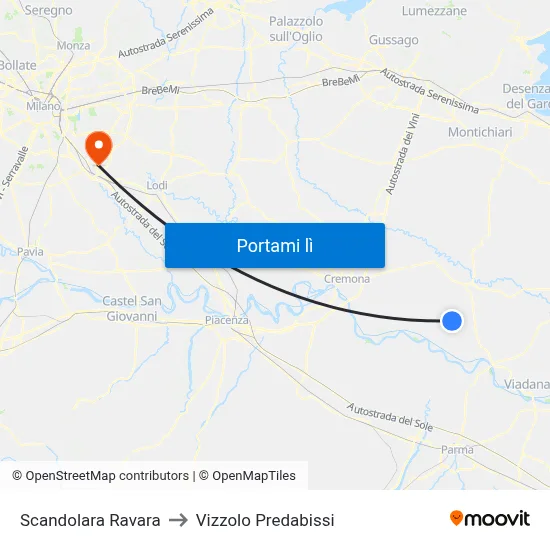 Scandolara Ravara to Vizzolo Predabissi map