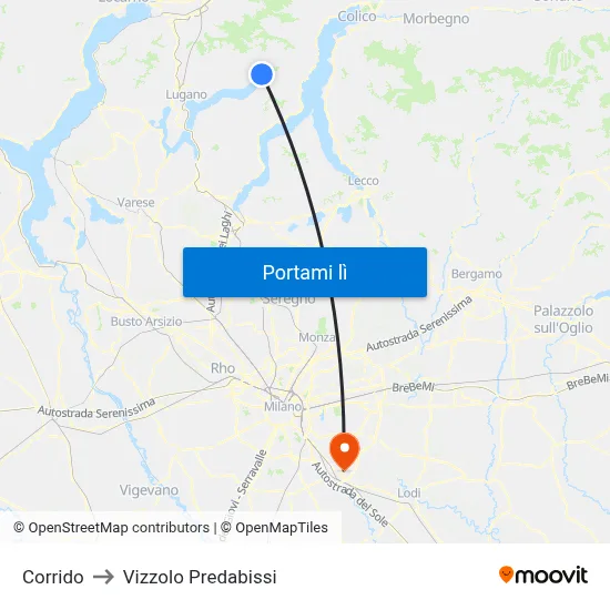 Corrido to Vizzolo Predabissi map