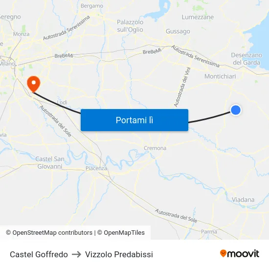 Castel Goffredo to Vizzolo Predabissi map