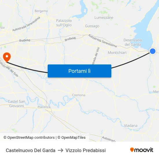 Castelnuovo Del Garda to Vizzolo Predabissi map