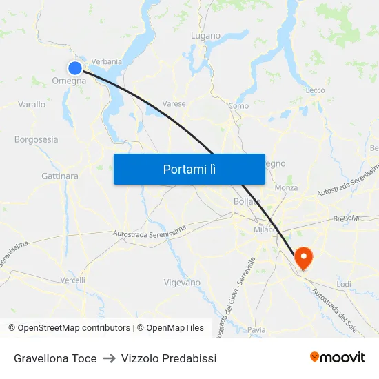 Gravellona Toce to Vizzolo Predabissi map