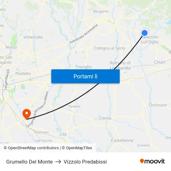 Grumello Del Monte to Vizzolo Predabissi map