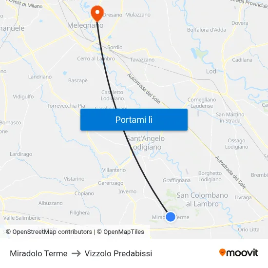Miradolo Terme to Vizzolo Predabissi map