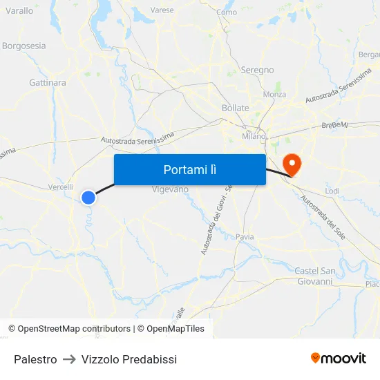Palestro to Vizzolo Predabissi map