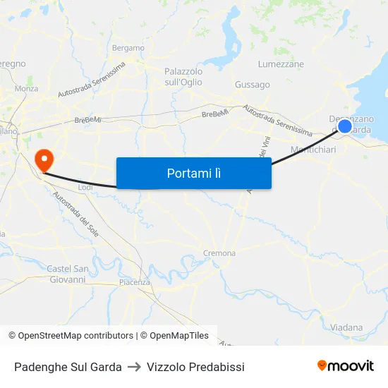 Padenghe Sul Garda to Vizzolo Predabissi map