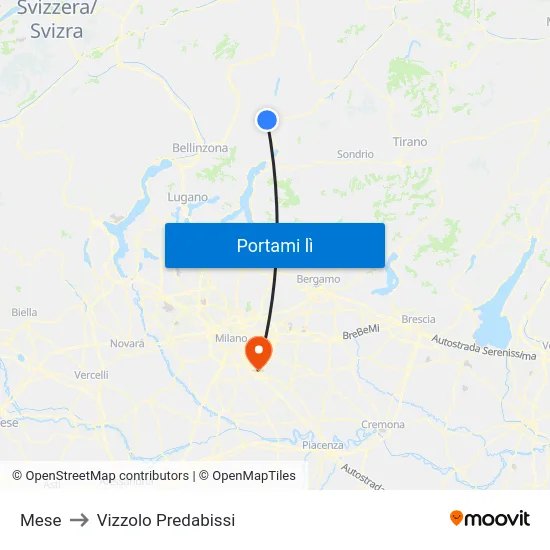 Mese to Vizzolo Predabissi map