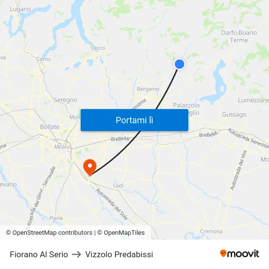 Fiorano Al Serio to Vizzolo Predabissi map