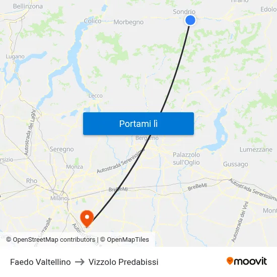 Faedo Valtellino to Vizzolo Predabissi map