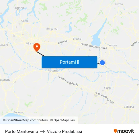 Porto Mantovano to Vizzolo Predabissi map