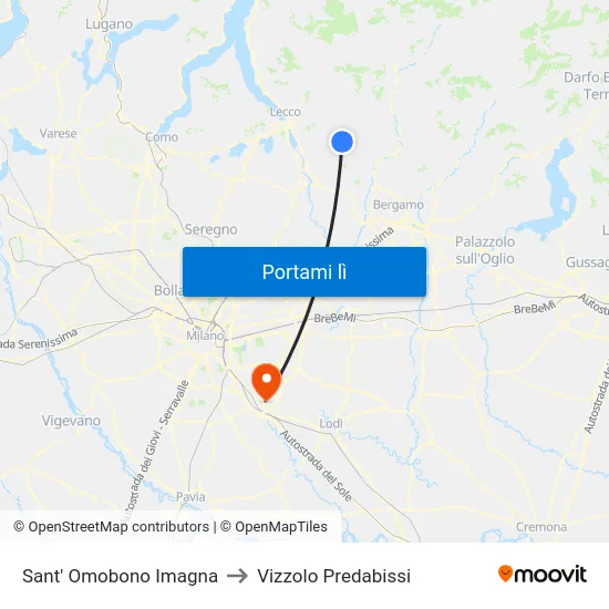 Sant' Omobono Imagna to Vizzolo Predabissi map
