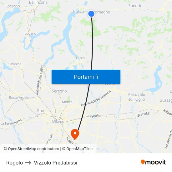 Rogolo to Vizzolo Predabissi map