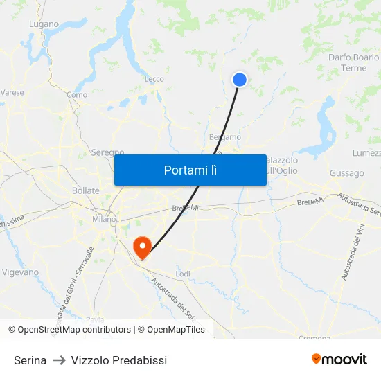 Serina to Vizzolo Predabissi map