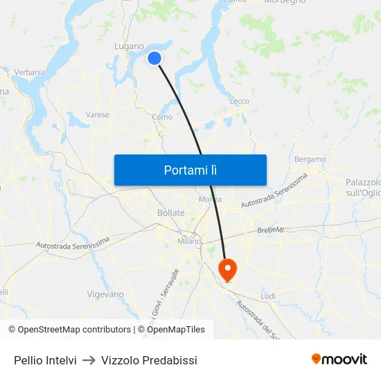 Pellio Intelvi to Vizzolo Predabissi map