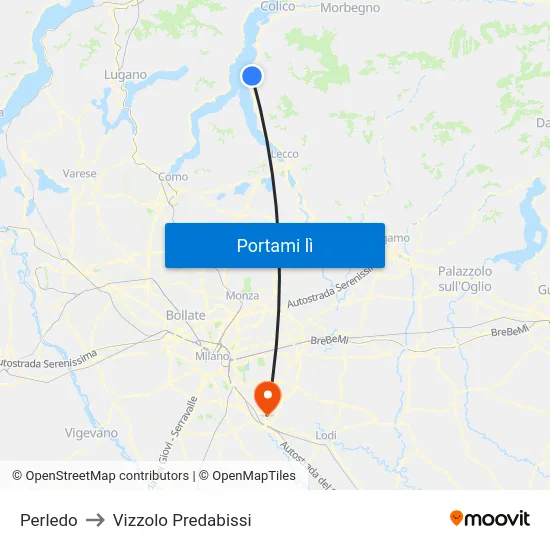 Perledo to Vizzolo Predabissi map