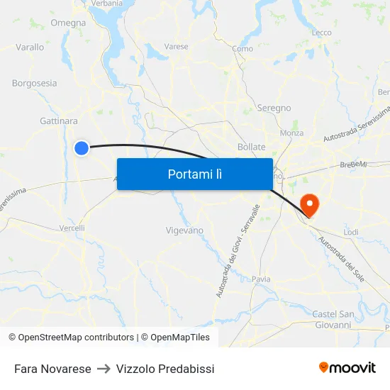 Fara Novarese to Vizzolo Predabissi map