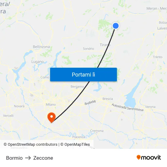 Bormio to Zeccone map