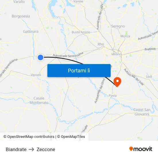 Biandrate to Zeccone map