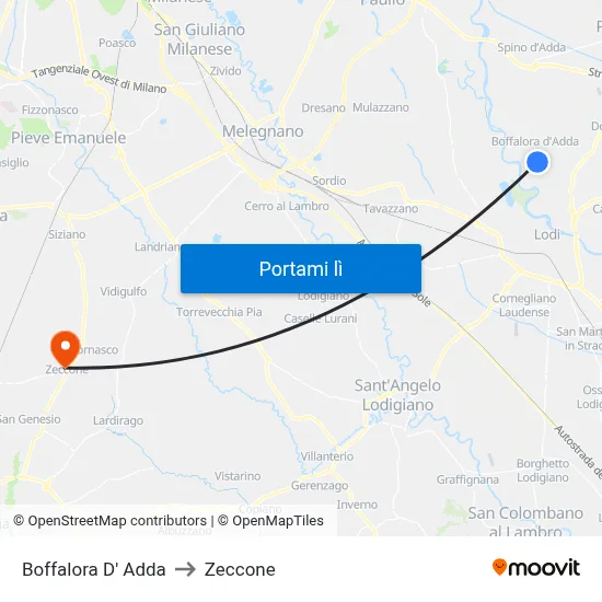 Boffalora D' Adda to Zeccone map