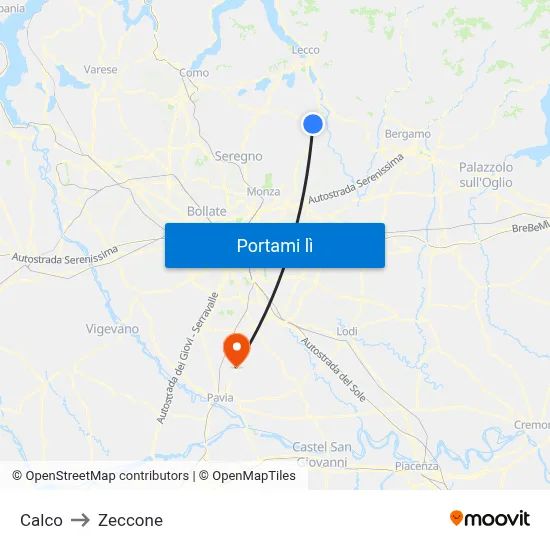 Calco to Zeccone map