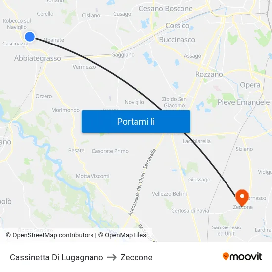 Cassinetta Di Lugagnano to Zeccone map