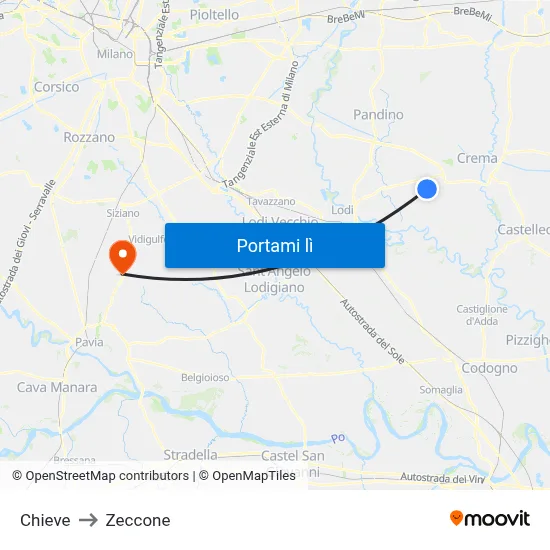 Chieve to Zeccone map