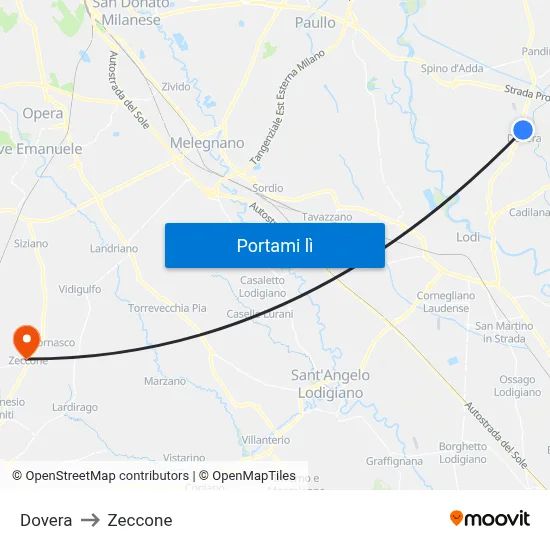 Dovera to Zeccone map