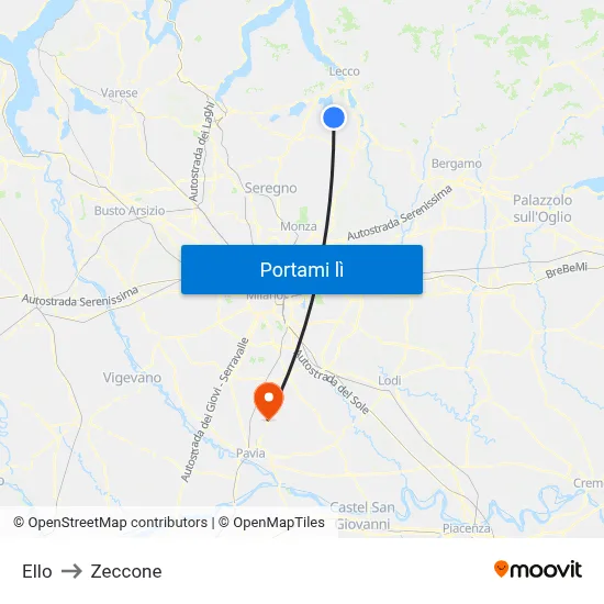 Ello to Zeccone map