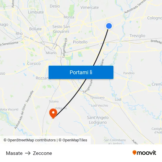 Masate to Zeccone map