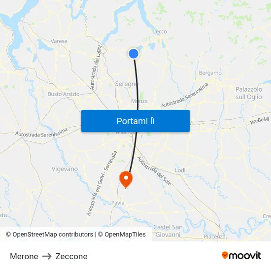 Merone to Zeccone map